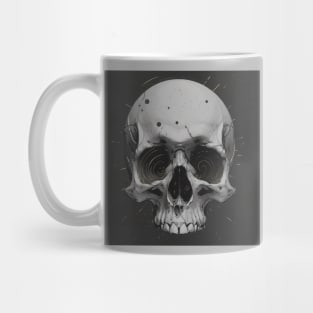 Monochrome Illustration of Skull Mug